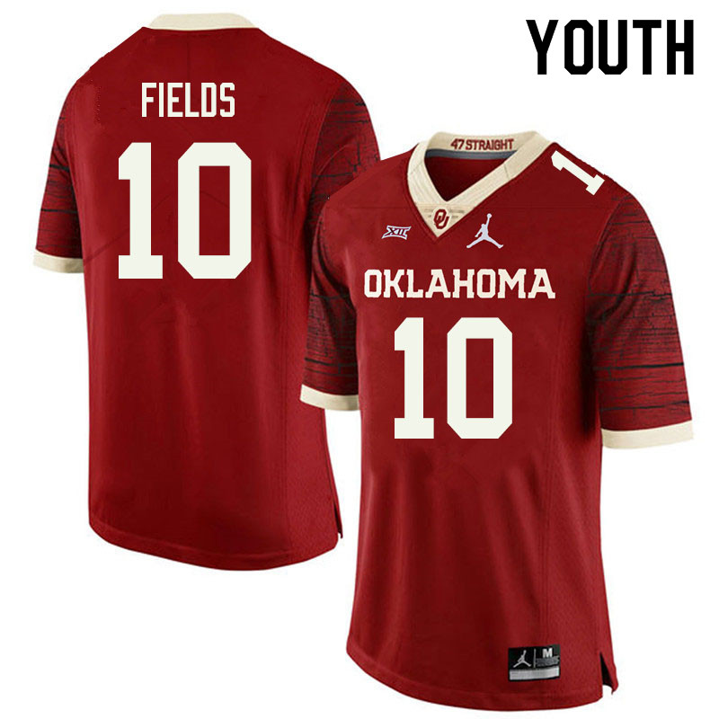 Jordan Brand Youth #10 Pat Fields Oklahoma Sooners College Football Jerseys Sale-Retro